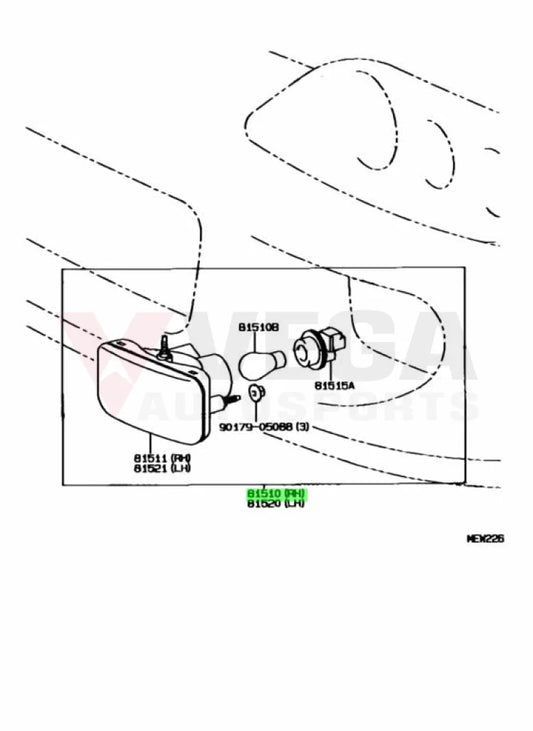 Front Indicator LHS to suit Toyota Supra JZA80 Series 2 81510-80086 Electrical