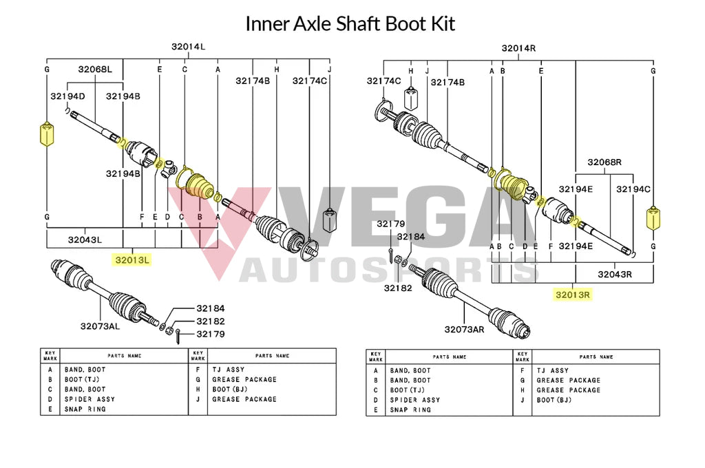 Front Inner Axle Boot Repair Kit To Suit Mitsubishi Lancer Evolution 7 / 8 9 Mn156751 Steering And