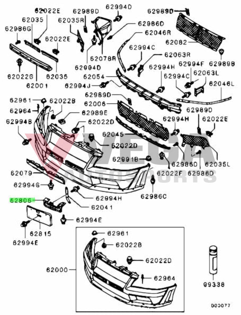 Front License Plate Bracket To Suit Mitsubishi Lancer Evolution 7 Ct9A Mr574324 Exterior