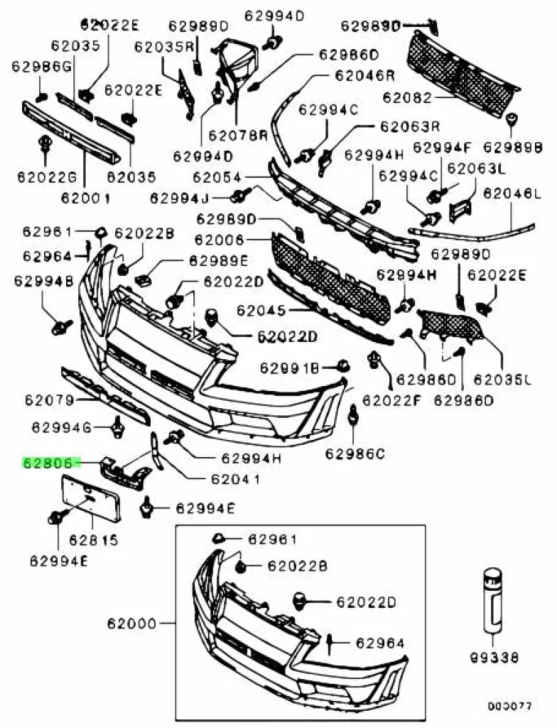 Front License Plate Bracket To Suit Mitsubishi Lancer Evolution 7 Ct9A Mr574324 Exterior