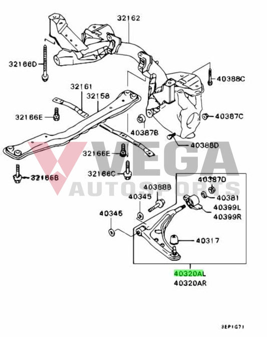 Front Lower Control Arm Assembly Lhs To Suit Mitsubishi Lancer 5 / 6.5 Tme Mr455757 Steering And