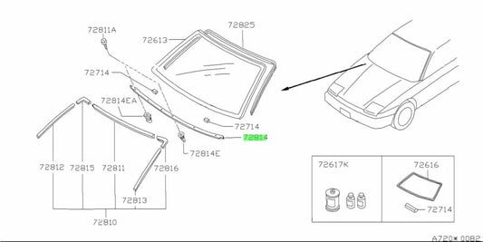 Front Lower Windscreen Moulding To Suit Nissan Silvia S13 / 180Sx 72771-35F00 Body Mouldings Seals
