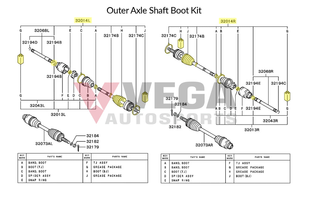 Front Outer Axle Boot Repair Kit To Suit Mitsubishi Lancer Evolution 4 / 5 6 Mr232221 Steering And