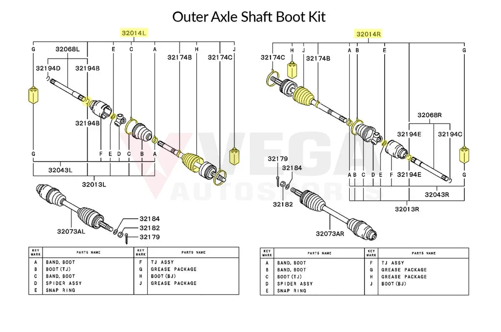 Front Outer Axle Boot Repair Kit To Suit Mitsubishi Lancer Evolution 7 / 8 9 Mn156750 Steering And