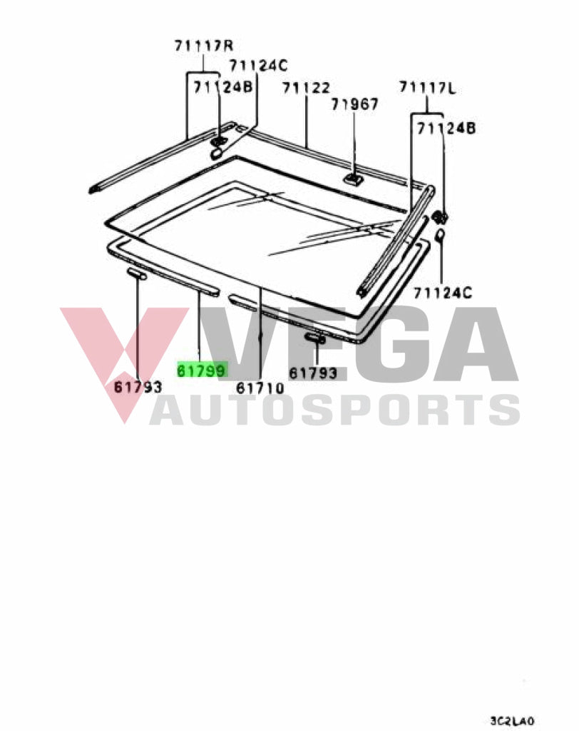 Rear Window Dam Seal To Suit Mitsubishi Lancer Evolution 7 / 8 9 Ct9A Mb292508 Body Mouldings Seals