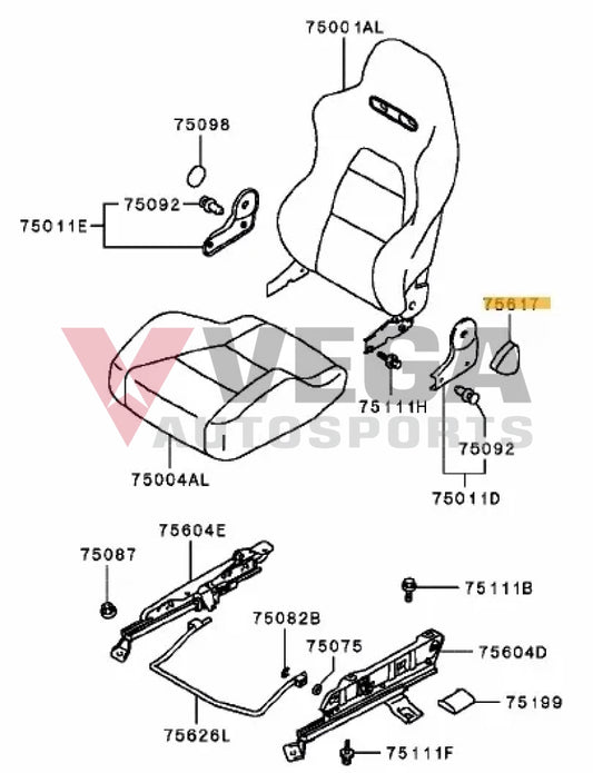 Front Seat Adjusting Recliner Knob (Recaro) To Suit Mitsubishi Lancer Evolution 7 / 8 9 Mr789090