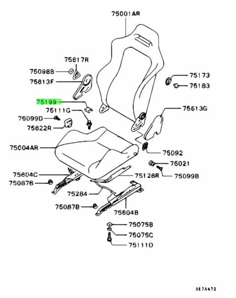 Front Seat Anchor Cover (Recaro) To Suit Mitsubishi Lancer Evolution 3-6 Mb960263