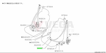 Front Seat Belt Tensioner Assembly Lhs To Suit Nissan Skyline R34 Gtr 86885-Aa120 Interior