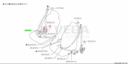 Front Seat Belt Tensioner Assembly Rhs To Suit Nissan Skyline R34 Gtr 86884-Aa120 Interior