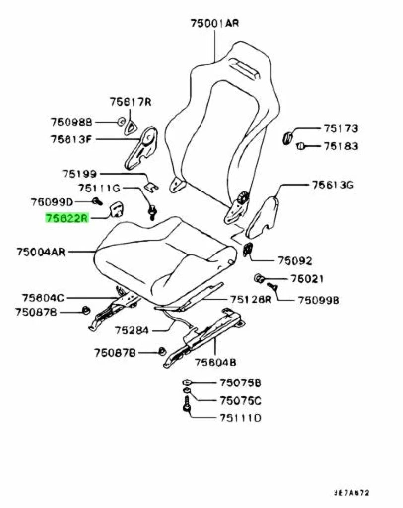 Front Seat Slide Adjuster Knob Rhs (Recaro) To Suit Mitsubishi Lancer Evolution 3-6 Mb728419
