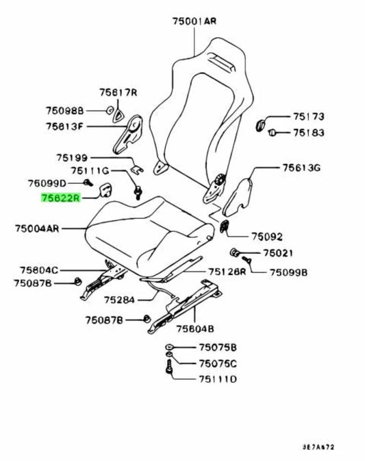 Front Seat Slide Adjuster Knob Rhs (Recaro) To Suit Mitsubishi Lancer Evolution 3-6 Mb728419