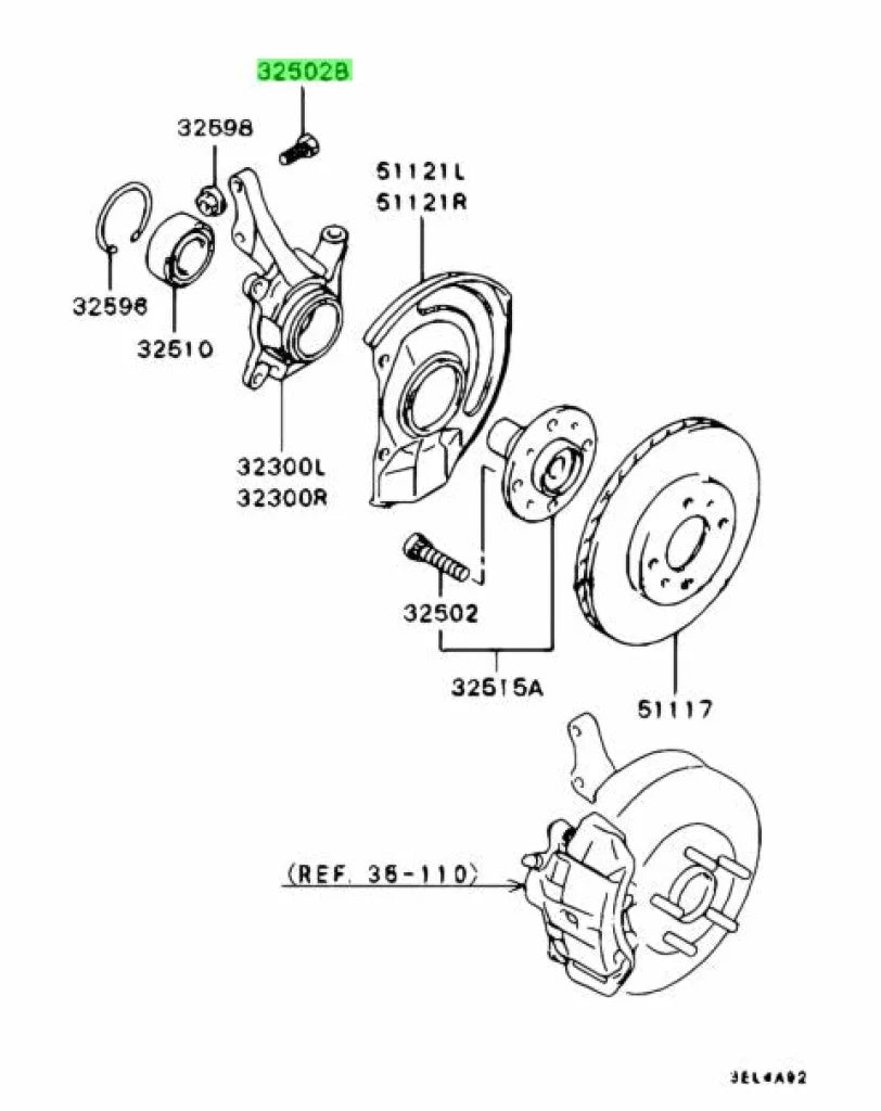 Front Strut Bolt (Lower) 14x65mm to suit Mitsubishi Lancer Evolution 7 8 9 MU140067 Nuts / Bolts / Screws