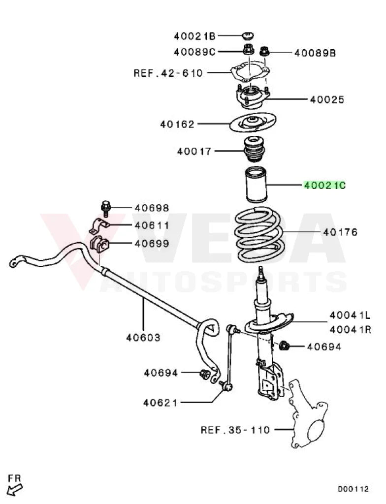 Front Strut Dust Cover to suit Mitsubishi Lancer Evolution 5 - 9 4060A646 Suspension