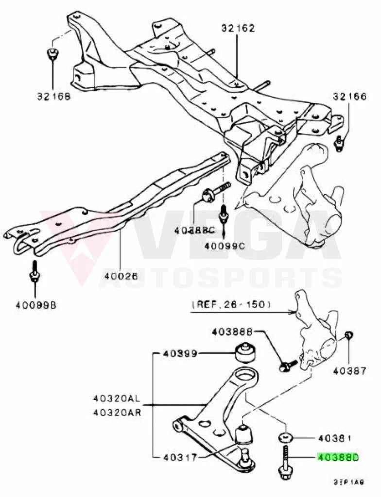 Front Suspension Lower Arm Bolt to suit Mitsubishi Lancer Evolution 7 - 9 MU000302 - Nuts / Bolts / Screws