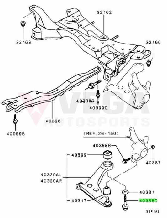 Front Suspension Lower Arm Bolt to suit Mitsubishi Lancer Evolution 7 - 9 MU000302 - Nuts / Bolts / Screws