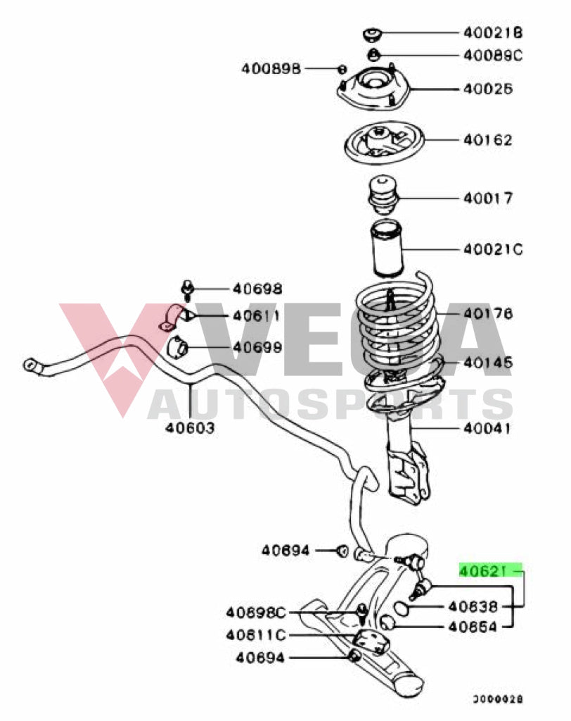 Front Sway Bar Link (LHS, Passenger) to suit Mitsubishi Lancer Evolution 4 - 10 4056A015