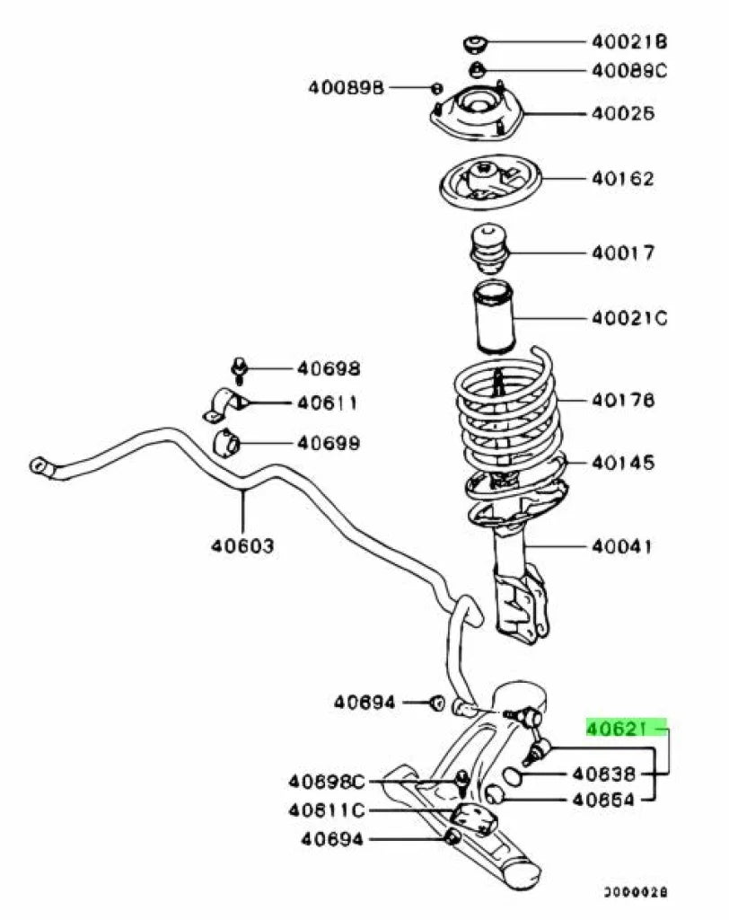 Front Sway Bar Link (Rhs Driver) To Suit Mitsubishi Lancer Evolution 4 - 10 4056A016 Steering And