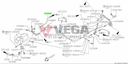 Front Turbo Charger Upper Water Inlet Line to suit Nissan Skyline R32 / R33 / R34 GTR 14499-05U14 Engine