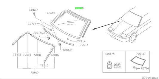Front Windscreen Fastener / Retainer To Suit Nissan Silvia S13 180Sx 72725-35F10 Body Mouldings