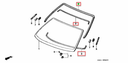 Front Windscreen Fitting Kit (6 2 3) To Suit Honda Civic Ek9 73150-S03-013 / 73128-S47-000