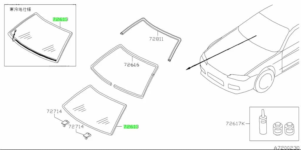 Front Windscreen Glass to suit Nissan Silvia S15 72712-85F00 Body Panels