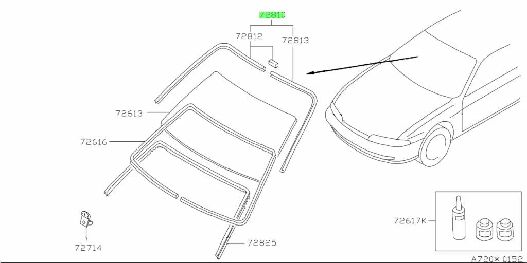 Front Windscreen Moulding Set To Suit Nissan Silvia S14 72750-65F00 Body Mouldings / Seals