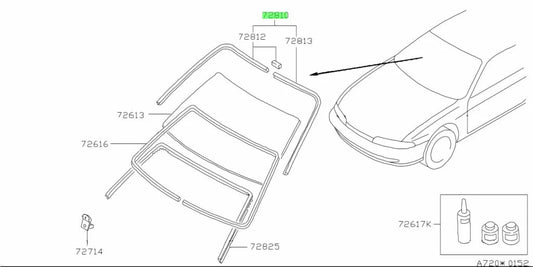 Front Windscreen Moulding Set To Suit Nissan Silvia S14 72750-65F00 Body Mouldings / Seals