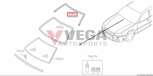 Front Windscreen Upper Moulding To Suit Nissan Skyline R34 Sedan Models 72752-Aa010 Body Mouldings