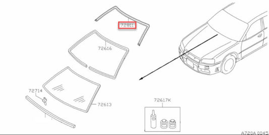 Front Windscreen Upper Moulding To Suit Nissan Skyline R34 Sedan Models 72752-Aa010 Body Mouldings