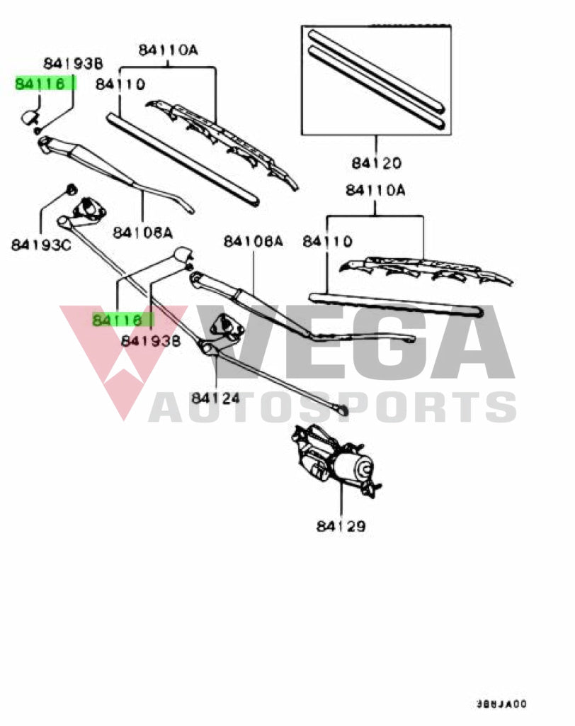 Front Wiper Arm Cap Rhs & Lhs To Suit Mitsubishi Lancer Evolution 7 / 8 9 Mb881494 Exterior