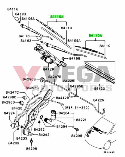 Front Wiper Blade Assembly (Rhs Driver Side) To Suit Mitsubishi Lancer Evolution 7 8 9 Ct9A