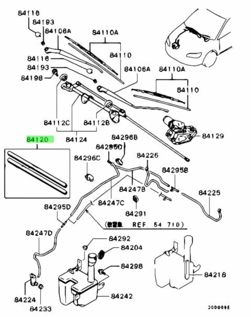 Front Wiper Blade Rubber Set (Driver And Passenger) To Suit Mitsubishi Lancer Evolution 7 / 8 9