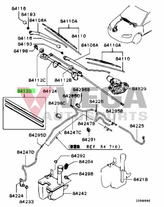 Front Wiper Blade Rubber Set (Driver And Passenger) To Suit Mitsubishi Lancer Evolution 7 / 8 9