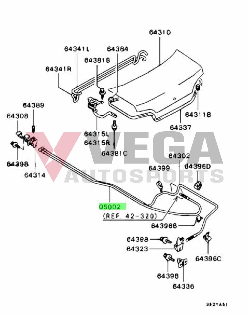 Fuel Filler Lid Cable To Suit Mitsubishi Lancer Evolution 1 / 2 3 Mb819918 Interior