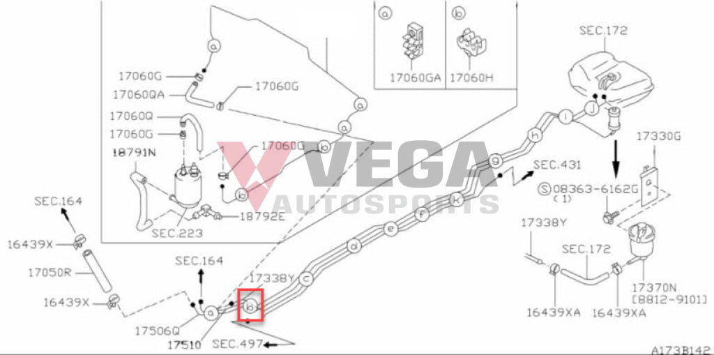 Fuel Line Clip (4-Line) To Suit Nissan Skyline R32 Models Silvia S13 / 180Sx 01561-00341