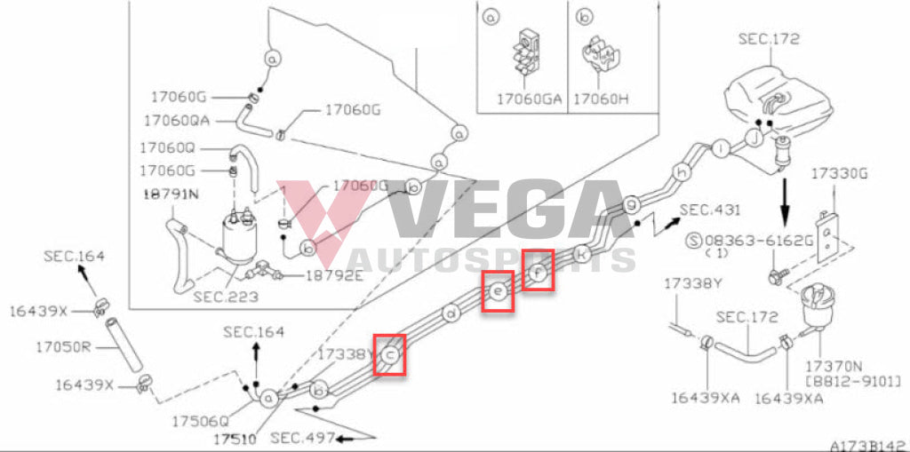 Fuel Line Clip (5-Line) To Suit Nissan Skyline R32 Models Silvia S13 / 180Sx 17561-37F00