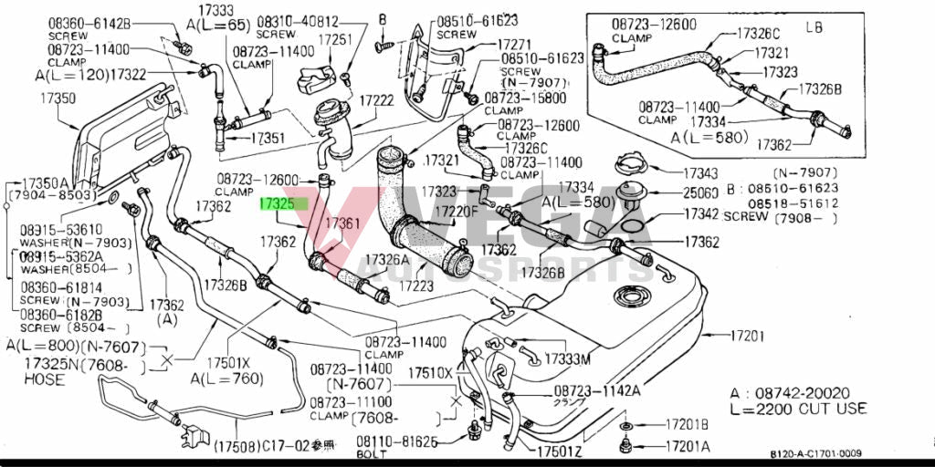 Fuel Ventilation Hose To Suit Datsun Sunny Truck B120 17325-G1400