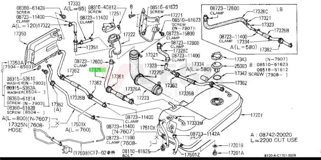 Fuel Ventilation Hose To Suit Datsun Sunny Truck B120 17325-G1400