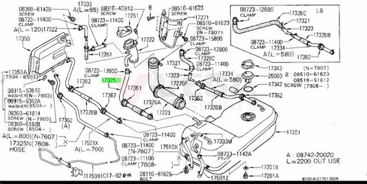 Fuel Ventilation Hose To Suit Datsun Sunny Truck B120 17325-G1400
