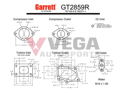 GARRETT GT2859R TURBOCHARGER (AKA GTR -9'S) G836026-5002S to suit Nissan Skyline R32 GTR / R33 GTR / R34 GTR - Vega Autosports