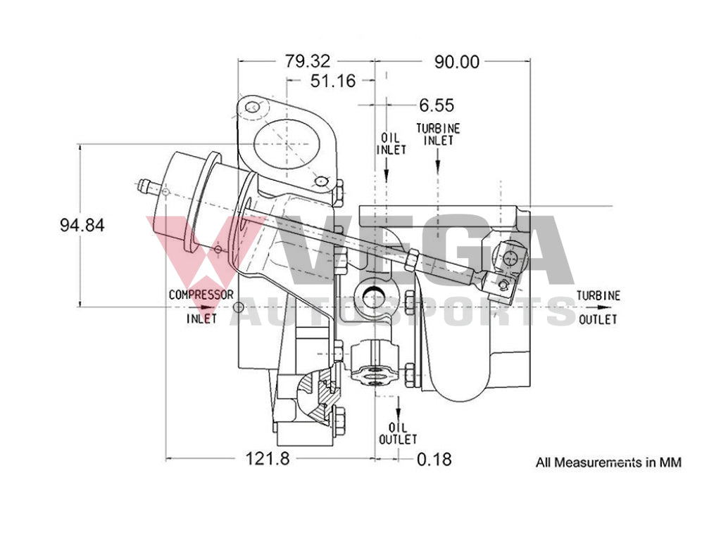 GARRETT GT2859R TURBOCHARGER (AKA GTR -9'S) G836026-5002S to suit Nissan Skyline R32 GTR / R33 GTR / R34 GTR - Vega Autosports