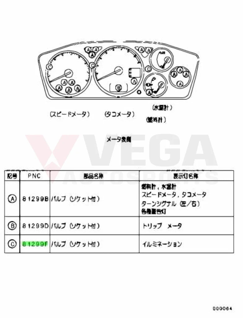Gauge Cluster Light Bulb (C) To Suit Mitsubishi Lancer Evolution 7 / 8 9 Ct9A 8180A001 Electrical