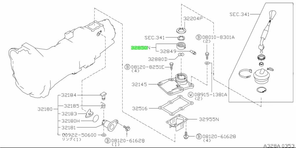Gear Shifter Socket To Suit Nissan R31 R32 R33 R34 (Ex Gtr) S12 S13 S15 32870-V5003 Gearbox And