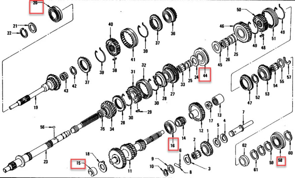 Gearbox Main Shaft And Countershaft Bearing Set (5-Piece) To Suit Datsun 5-Speed Fs5W60A