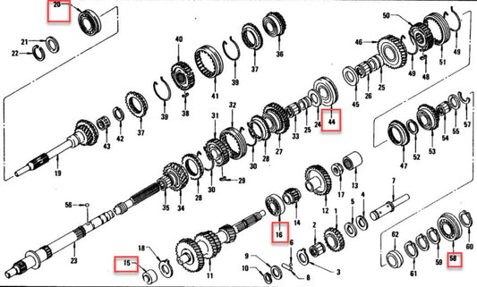 Gearbox Main Shaft And Countershaft Bearing Set (5-Piece) To Suit Datsun 5-Speed Fs5W60A