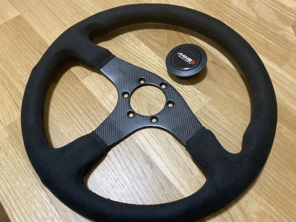 Genuine Mines Steering Wheel and Horn - Black Stitch - Vega Autosports
