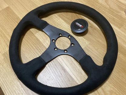 Genuine Mines Steering Wheel and Horn - Black Stitch - Vega Autosports