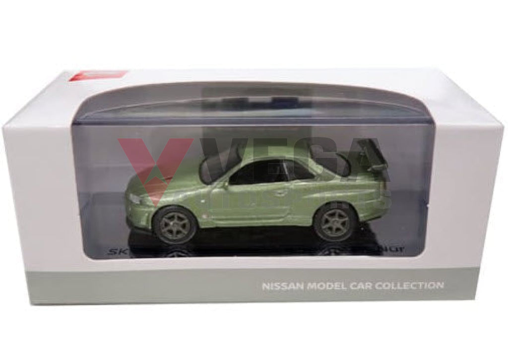 Genuine Nissan Merchandise Skyline Gt-R R34 V Spec 2 Nur Model 1/64 Scale -Millennium Jade