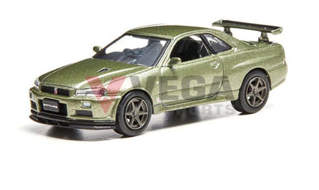 Genuine Nissan Merchandise Skyline Gt-R R34 V Spec 2 Nur Model 1/64 Scale -Millennium Jade