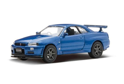 Genuine Nissan R34 GTR V-Spec 2 - Bayside Blue Model 1/64 Scale - Vega Autosports